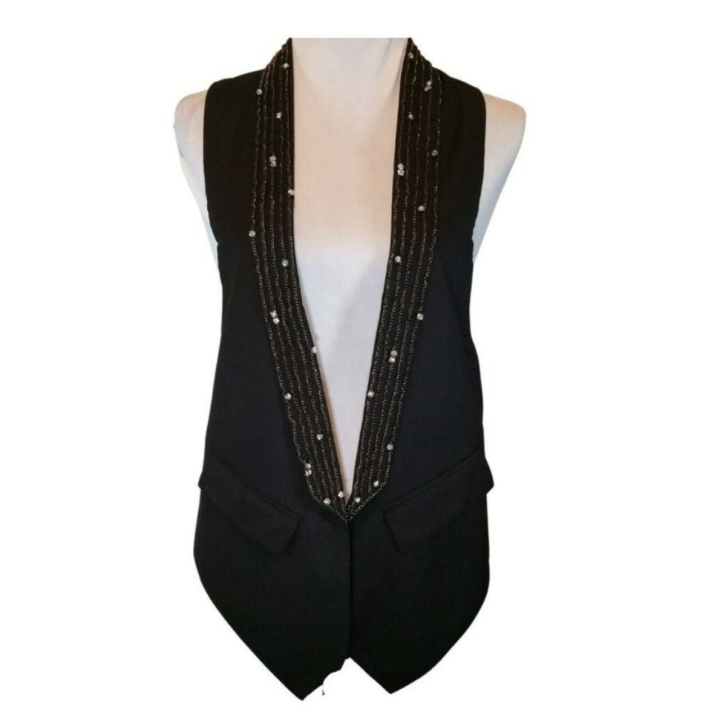 Love Stitch Black Rhinestone Chain Vest Size L - NEW